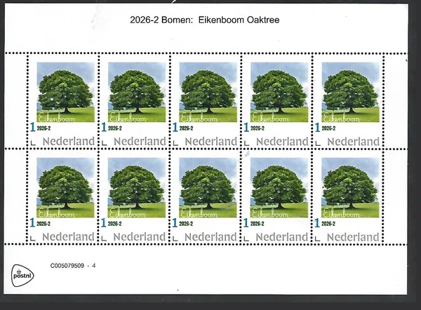 Netherlands 2026-2 Boom Tree: Eikenboom Oaktree sheet MNH