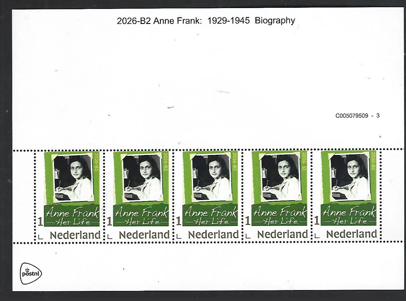 Nederland 2026-B2 Anne Frank: 1929-1945 Her life sheetlet postfris/mnh
