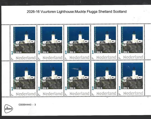 Nederland 2026-16 Vuurtoren Lighthouse: Muckle Flugga Shetland Scotland sheet postfris/mnh