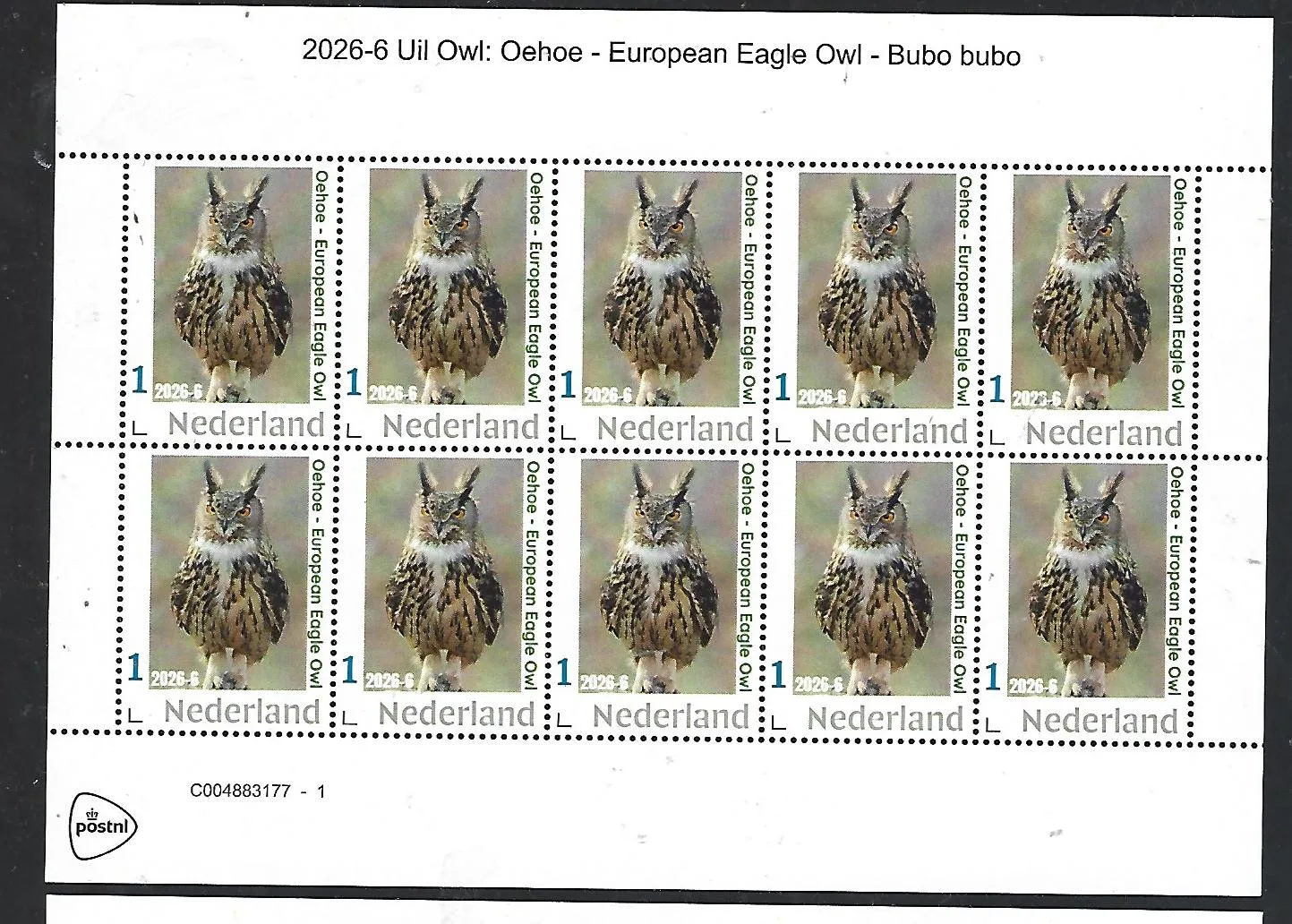 Netherlands 2026-6 Owl: European eagle owl sheet MNH