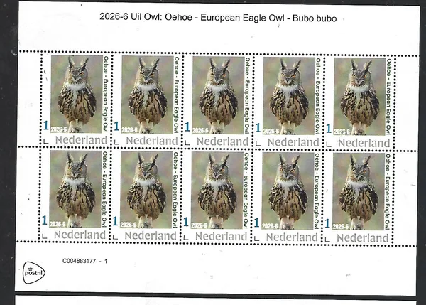 Nederland 2026-6 Uil Owl: European eagle owl sheet postfris/mnh