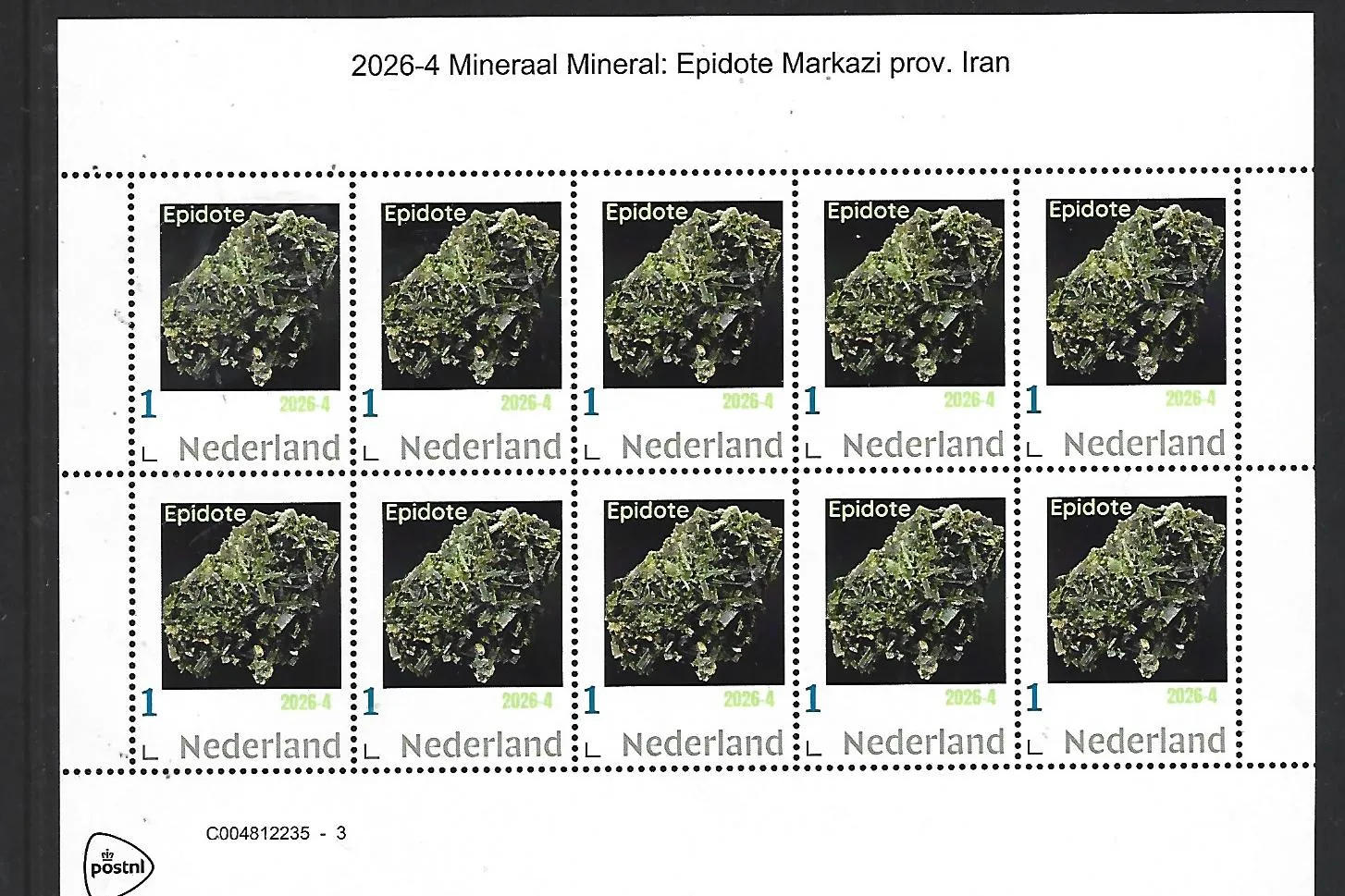 Nederland 2026-4 Mineraal Mineral: Epidote SHEET postfris/mnh