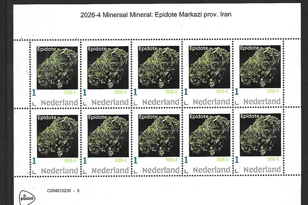 Nederland 2026-4 Mineraal Mineral: Epidote SHEET postfris/mnh