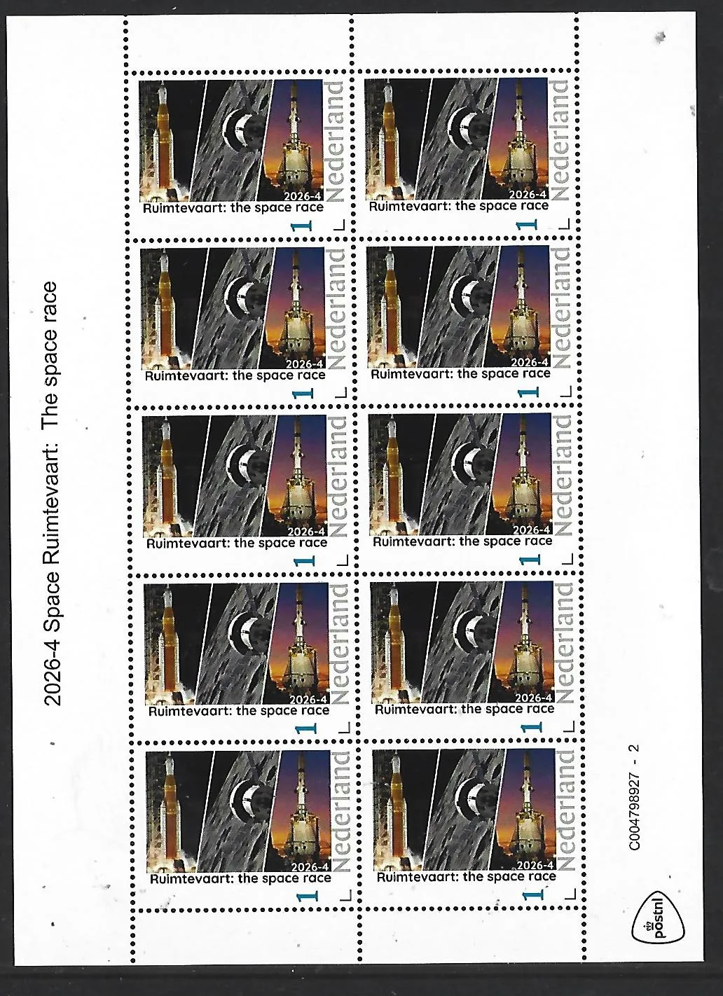Netherlands 2026-4 Space: The space race sheet MNH