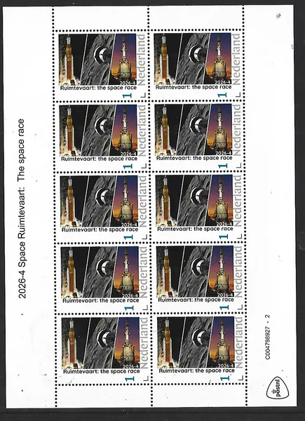 Nederland 2026-4 Ruimtevaart Space: The space race sheet postfrs/mnh