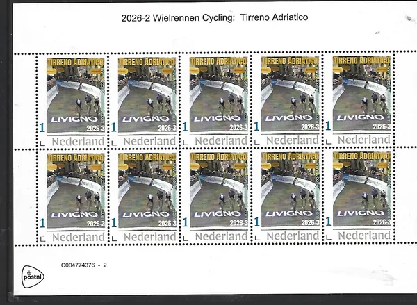 Nederland 2026-2 Wielrennen Cycling: Tirreno Adriatico sheetlet pstfris/mnh