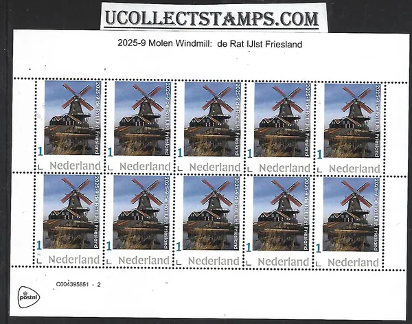 Netherlands 2025-9 Molen Windmill: The Rat IJlst Friesland sheet MNH