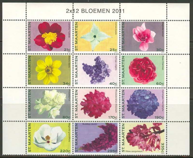 St Maarten 16-27 Bloemen flowers 2011 postris/mnh