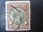46 Prinses Wilhelmina met hangend haar 1 gld bruin en olijfgroen 1896 gestempeld