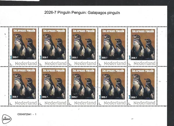 Nederland 2026-7 Pinguïn Penguin: Galapagos pinguïn sheet postfris/mnh