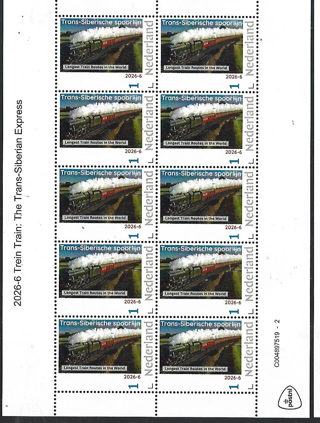 Nederland 2026-6 Trein Train: Trans-Siberian railway sheet postfris/mnh