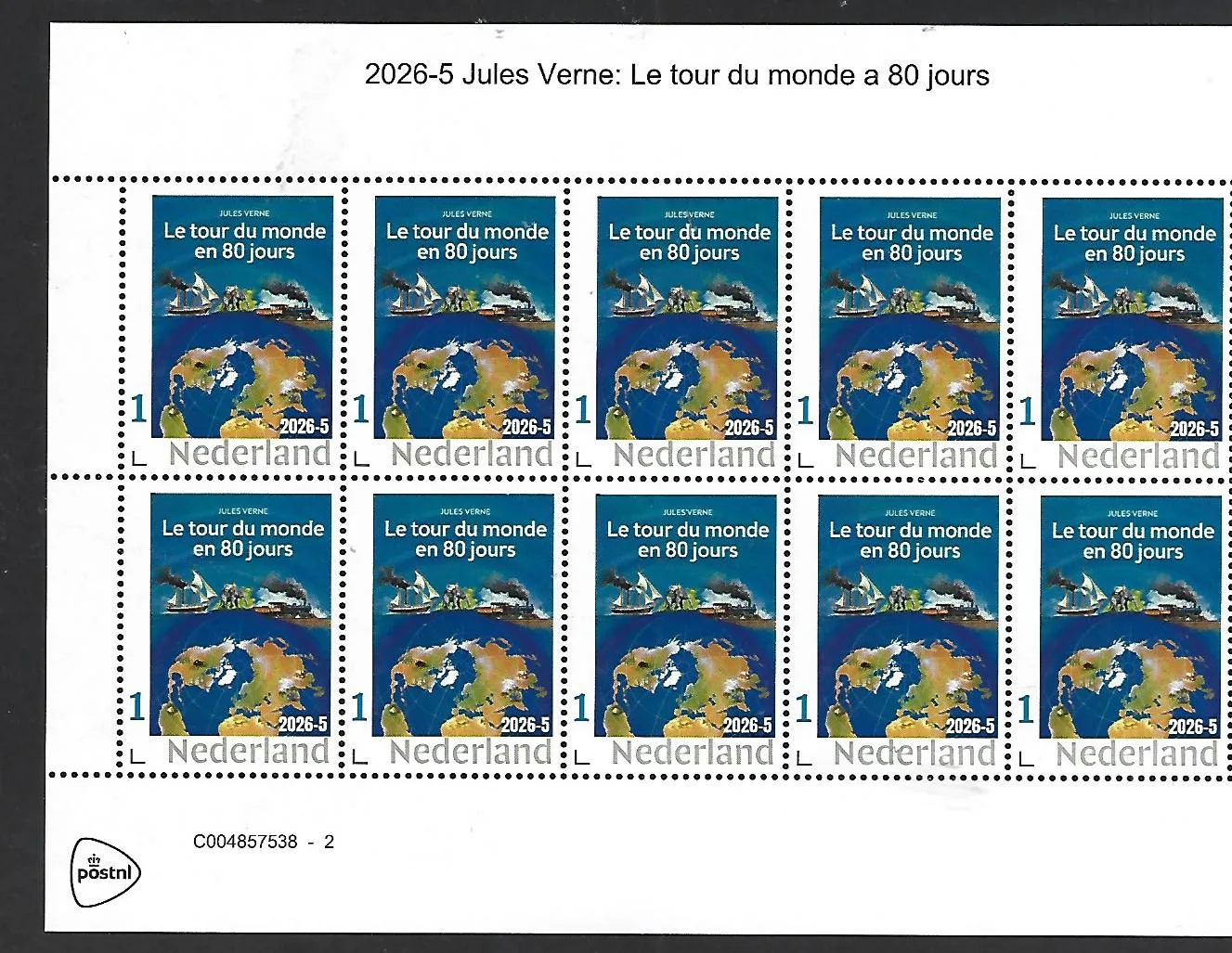 Nederland 2026-5 Jules Verne: la tour a 80jours France sheet postfris/mnh