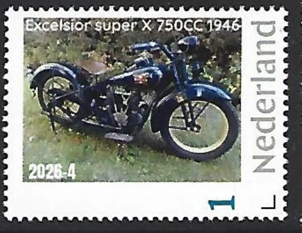 Nederland 2026-4 Motorfiets Motorcycle: Excelsior super X 750CC postfrs/mnh