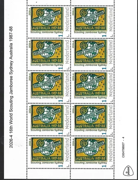 Nederland 2026-4 Padvinderij Scouting:16th World Jamboree Sydney 1987 sheet postfris/mnh