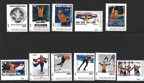 Nederland 2026 Olympics Milano Cortina: GOLD winners complete set 1-11 postfris/mnh