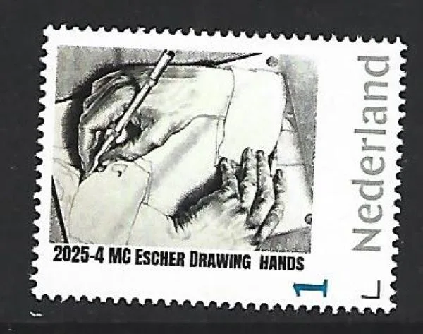 Netherlands 2025-4 MC Escher: Drawing hands 1948 MNH