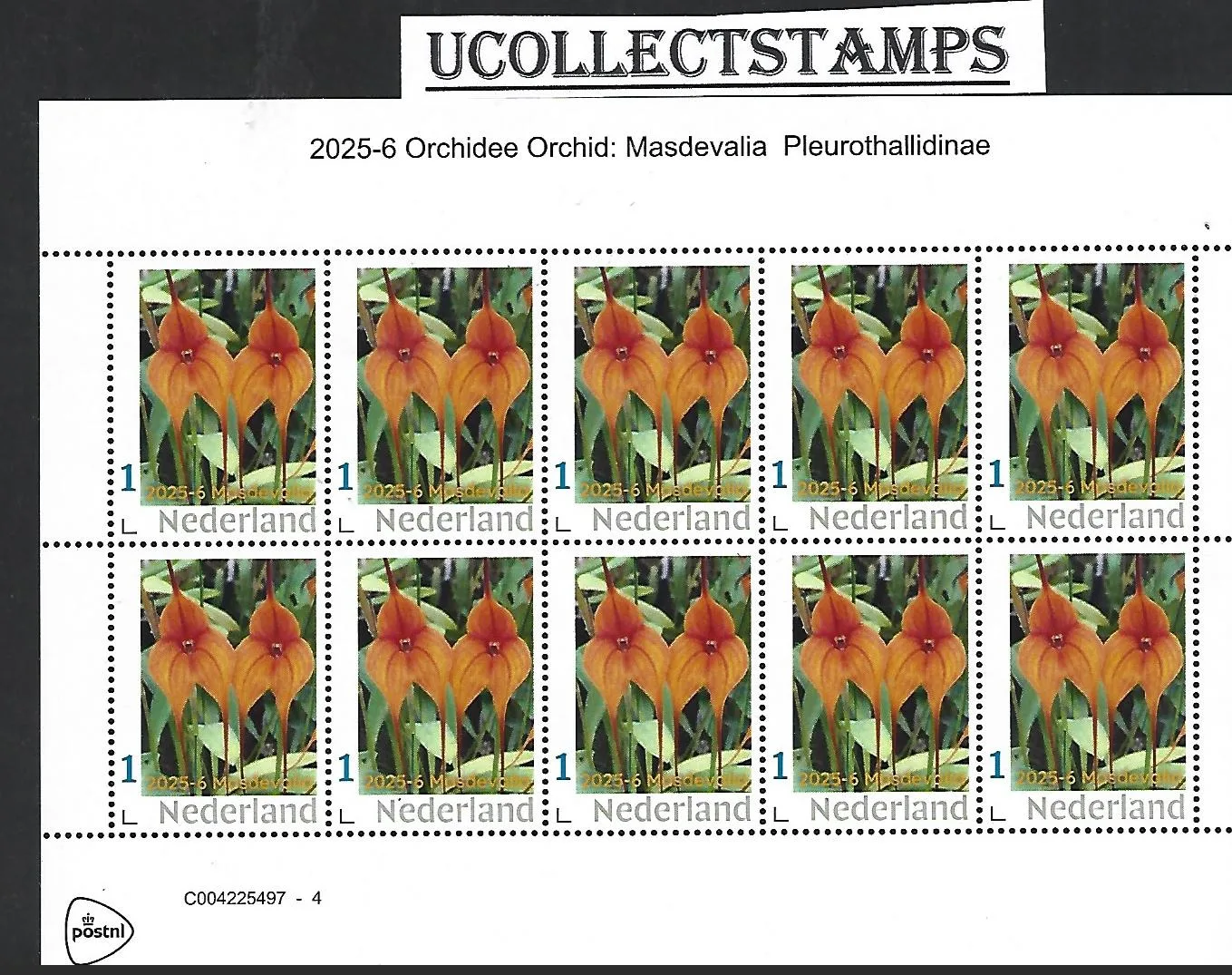 Netherlands 2025-6 Orchid: Masdevalia Pleurothalilidinae sheetlet MNH