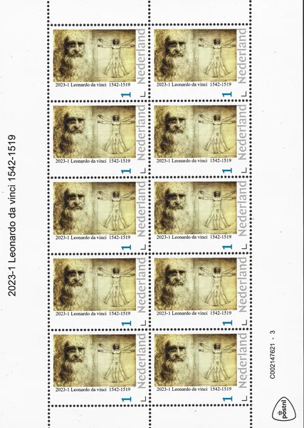 Netherlands 2023-1 Leonardo da Vinci 1452-1519 vel-sheetlet MNH