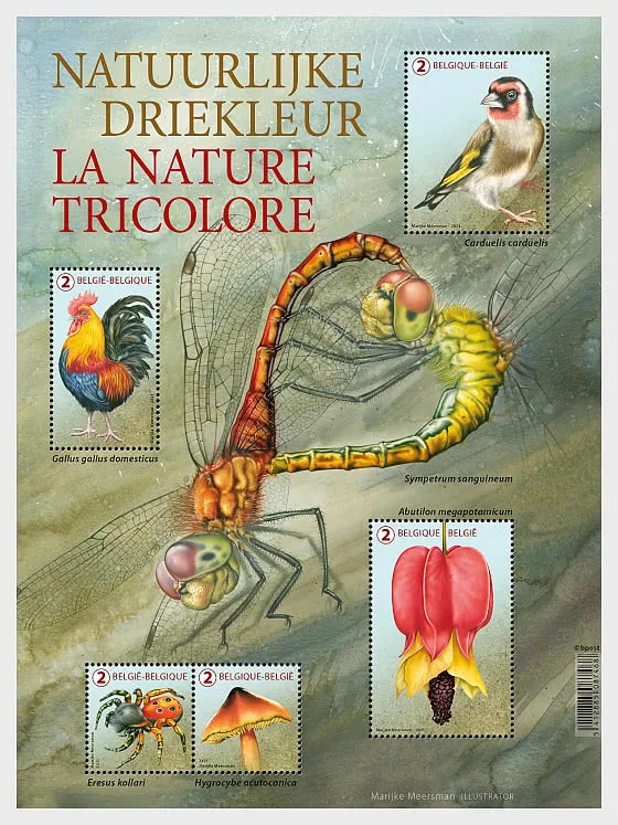 Belgium 2021 Natural colours birds mushroom insect flower sheetlet MNH