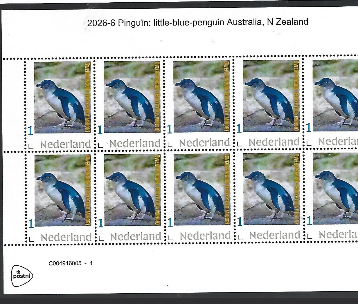 Nederland 2026-6 Pinguïn Penguin: Little-blue penguin sheet postfris/mnh
