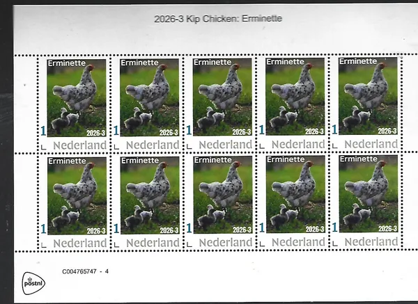 Netherlands 2026-3 Hen Erminette sheet MNH