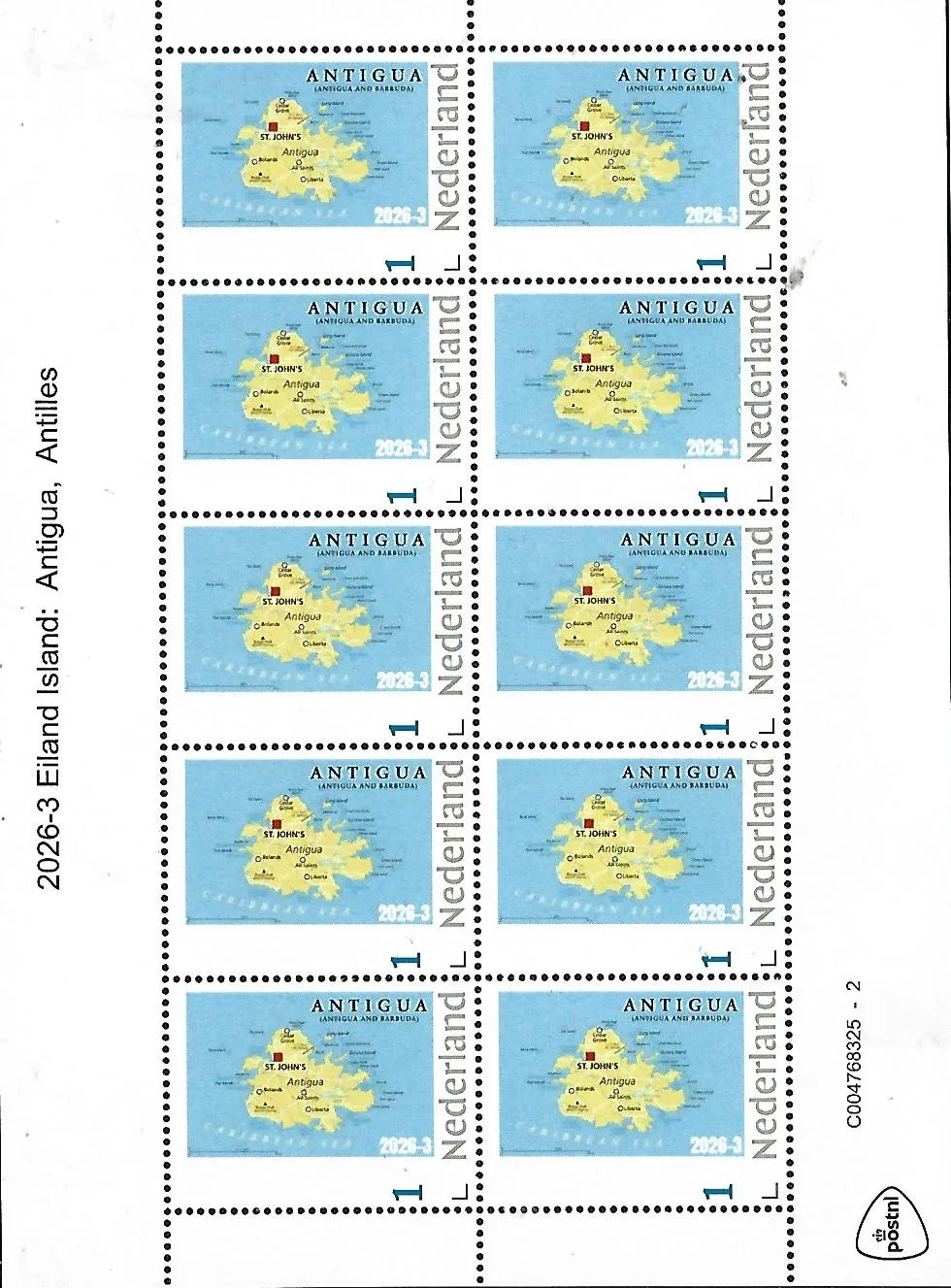 Nederland 2026-3 Eiland Island: Antigua sheetlet postfris/mnh