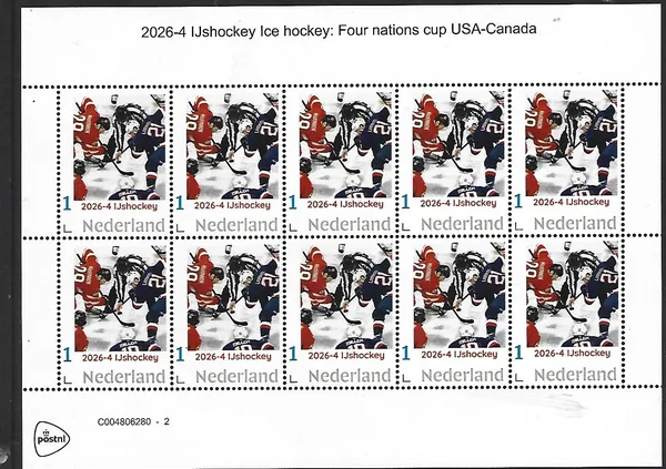 Nederland 2026-4 IJshockey Ice hockey: 4nations cup USA-Canada sheet postfrs/mnh