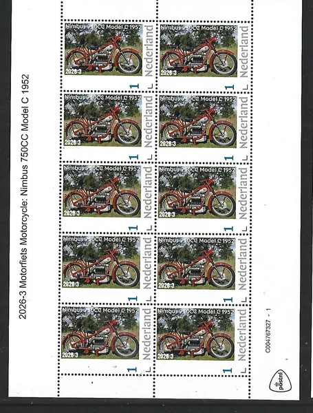 Netherlands 2026-3 Motorcycle: Nimbus 750CC Model C1952 sheet MNH
