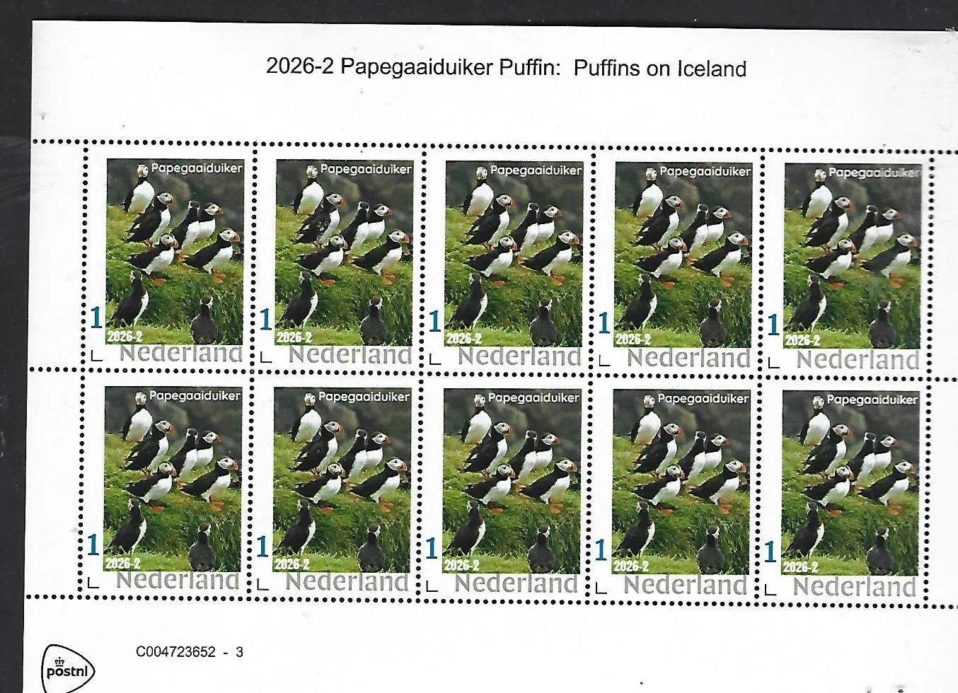Netherlands 2026-2 Puffin: in ICELAND sheetlet MNH