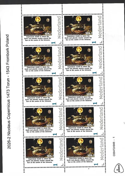 Nederland 2026-2 Nicolaus Copernicus: Copernican model sheet postfris/mnh