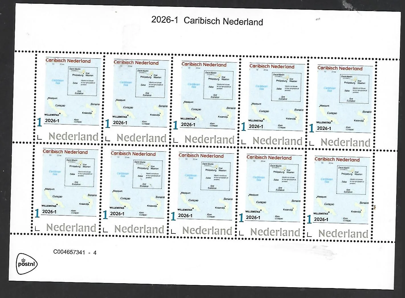 Nederland 2026-1 Caribisch Nederland: Landkaart Map sheet postfris/mnh