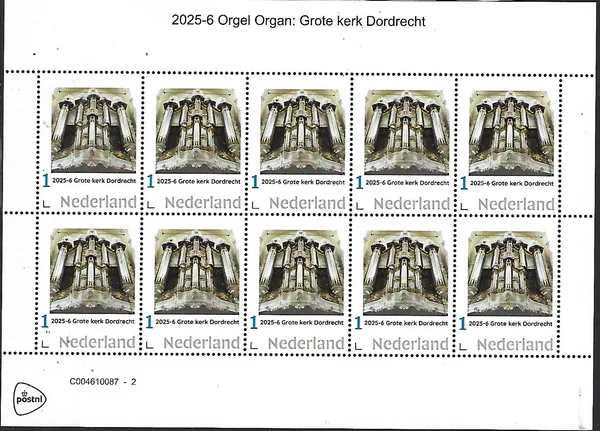 Nederland 2025-6 Orgel Organ: Grote kerk Dordrecht sheet postfris/mnh