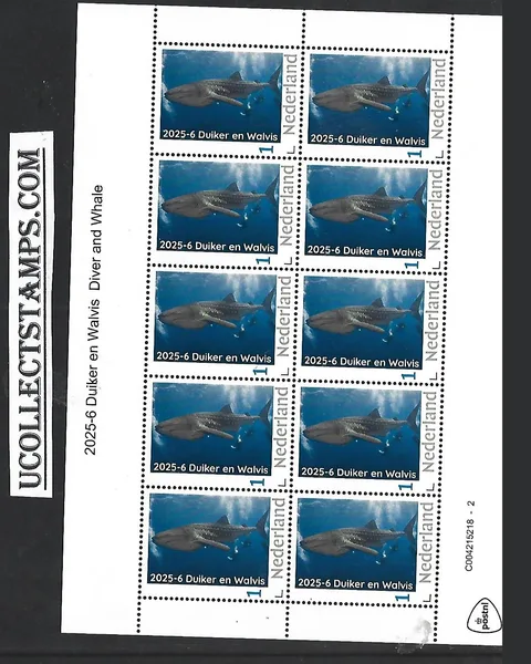 Nederland 2025-6 Duiker en Walvis Diver and Whale sheet postfris/mnh