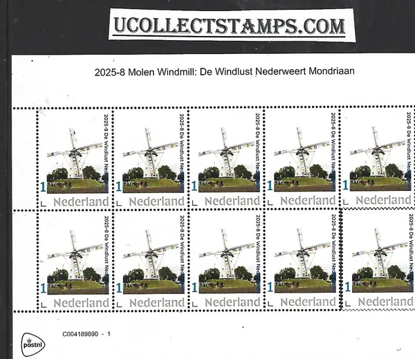 Netherlands 2025-8 Windmill: Windlust Nederweert Mondriaan sheetlet MNH