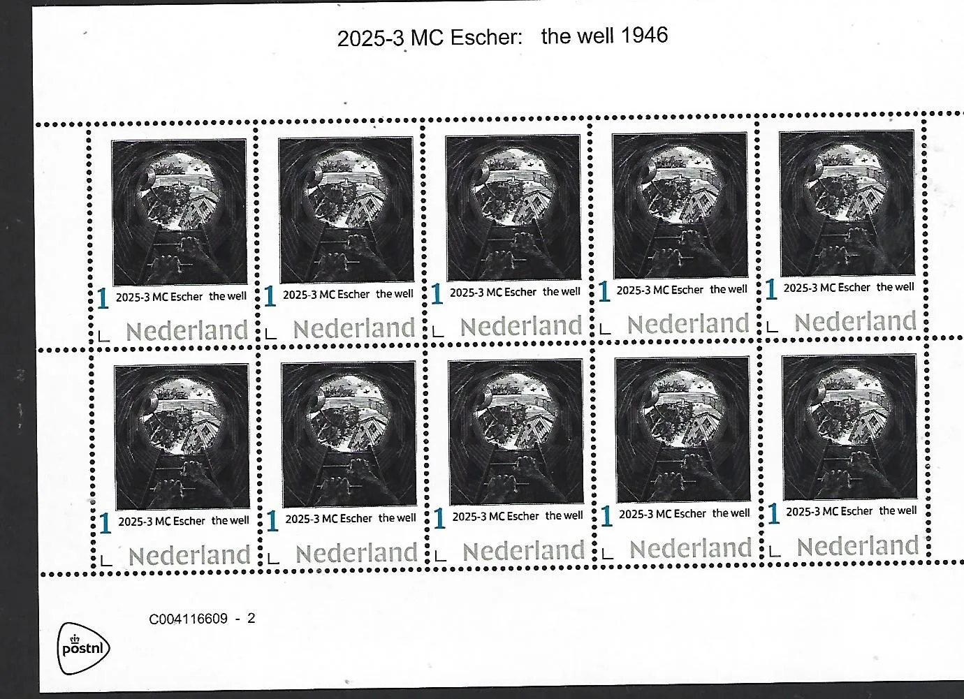Netherlands 2025-3 MC Escher: The Well 1948 sheetlet MNH