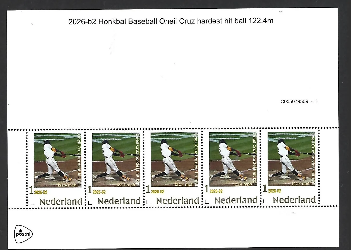 Nederland 2026-B2 Honkbal Baseball Oneil Cruz sheet postfris/mnh