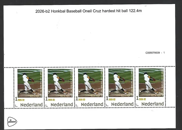 Netherlands 2026-B2 Baseball Oneil Cruz sheet MNH