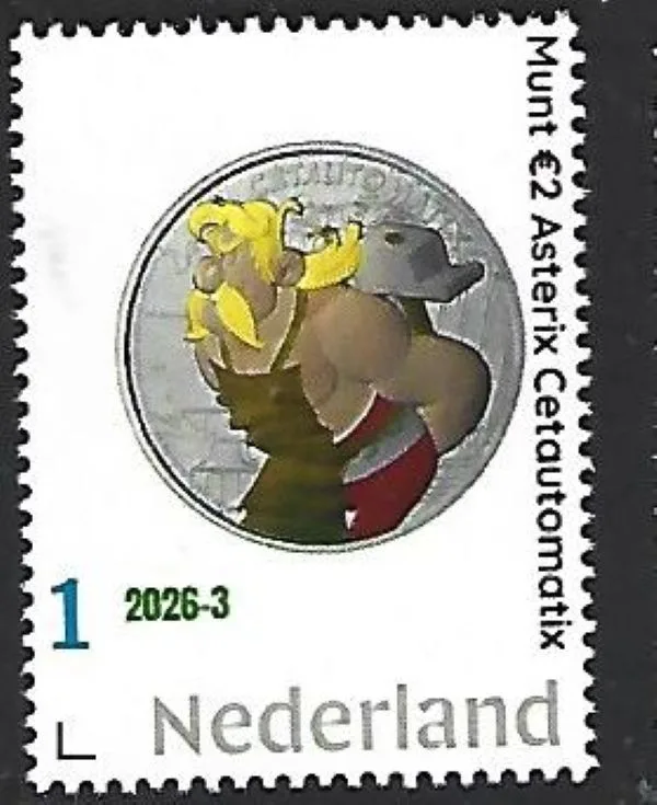 Nederland 2026-3 Coin on stamp Asterix Cetautomatix France €2 postfris/mnh