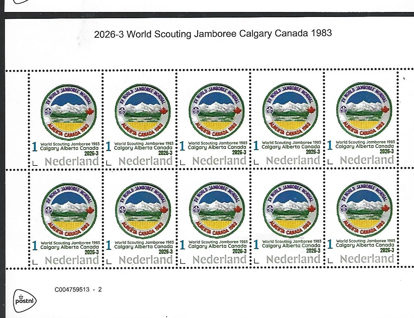 Nederland 2026-3 Padvinderij Scouting:15th World Jamboree Calgary 1983 sheet postfris/mnh