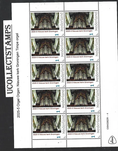 Nederland 2025-5 Orgel Organ: Nieuwe kerk Groningen sheetlet postfris/mnh