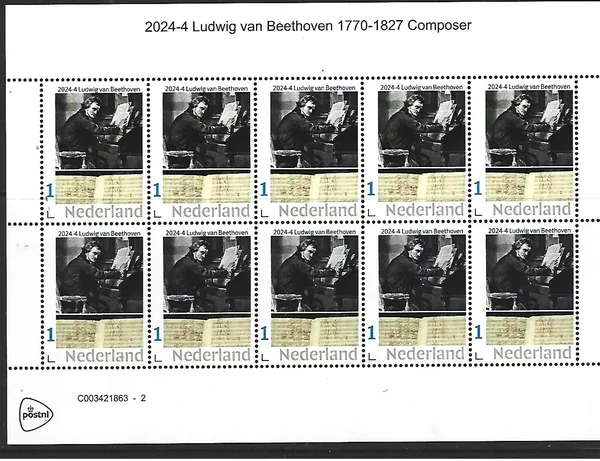 Netherlands 2024-4 Ludwig van Beethoven organ sheetlet unused/MNH