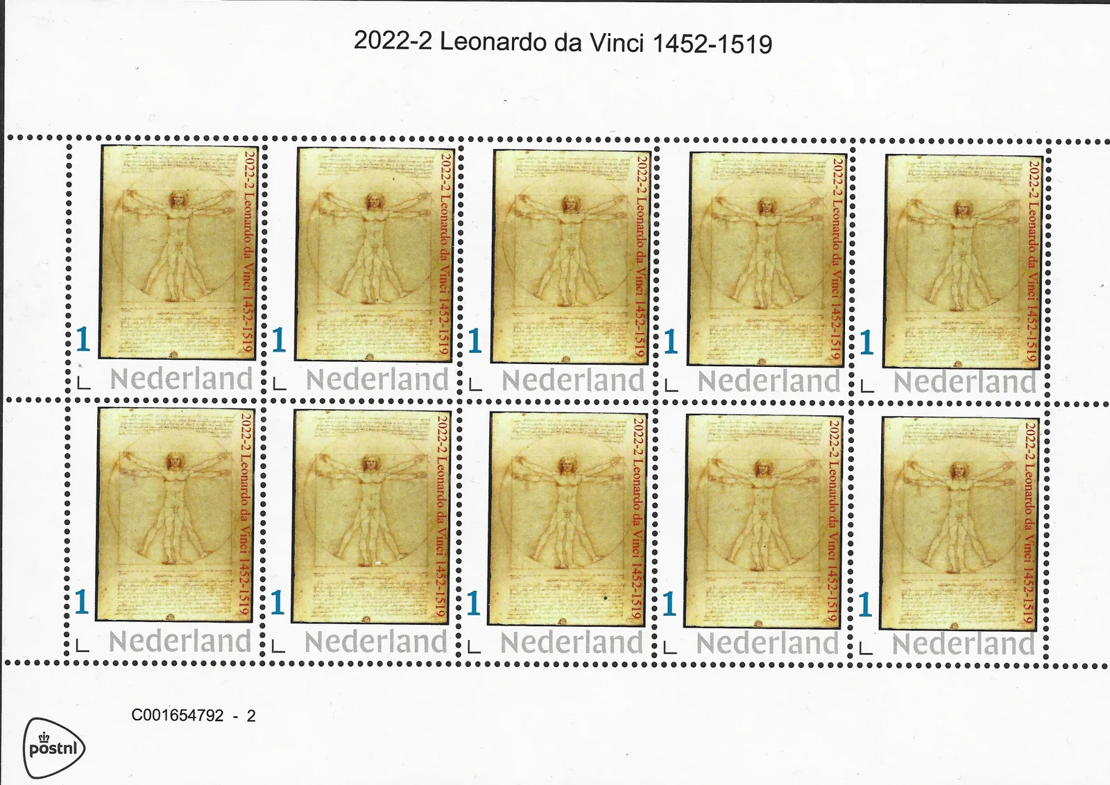 Niederlande 2022-2 Leon da Vinci 1452-1519 Bogen/Blockformat postfrisch/mnh