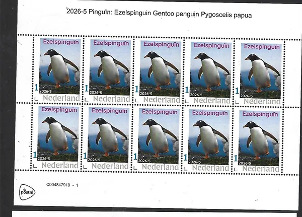 Nederland 2026-5 Pinguïn Penguin: Ezelspinguïn Gentoo penguin sheet postfris/mnh