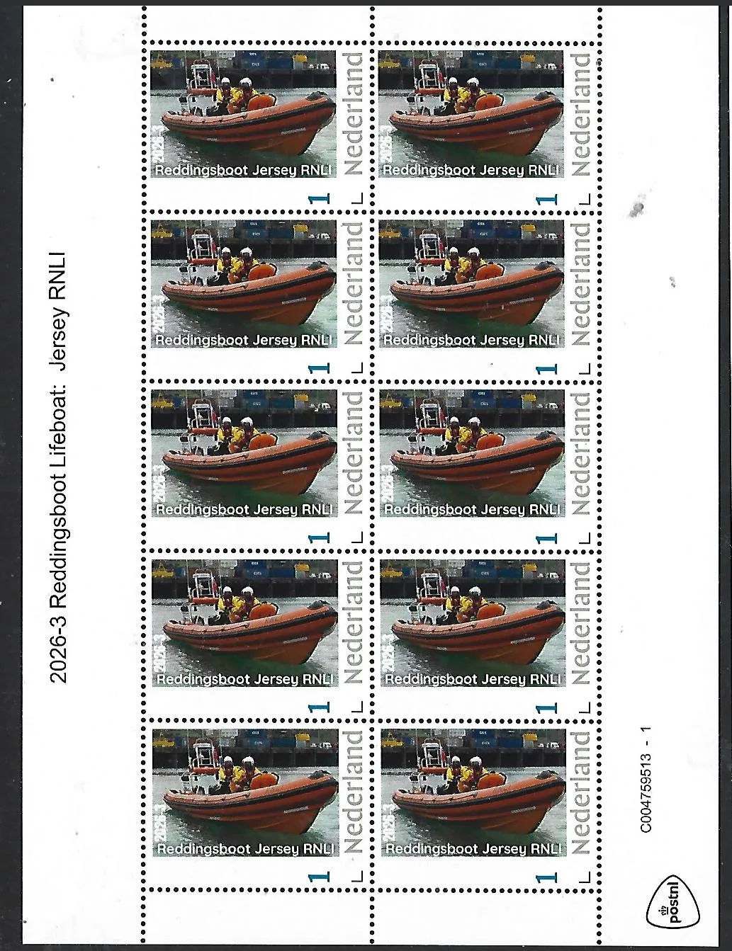 Netherlands 2026-3 Lifeboat: Jersey RNLI sheet MNH