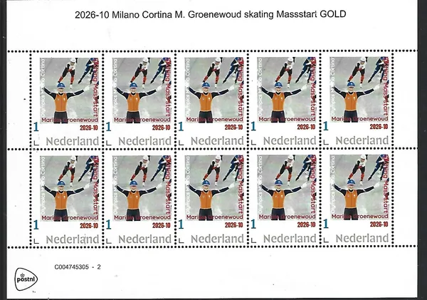 Nederland 2026-10 Olympics Milano Cortina: Marijke Groenewoud Mass start GOLD sheet postfris/mnh