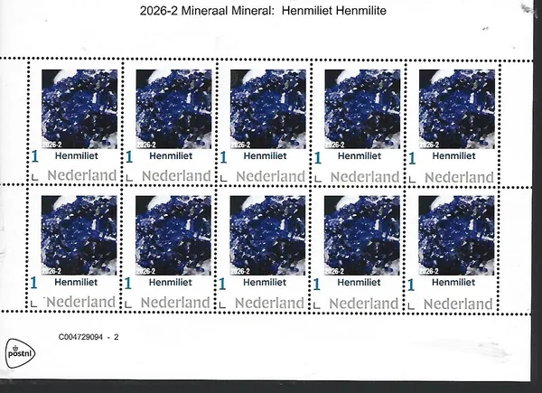 Nederland 2026-2 Mineraal Mineral: Henmiliet Henmillite Japan sheet postfris/mnh