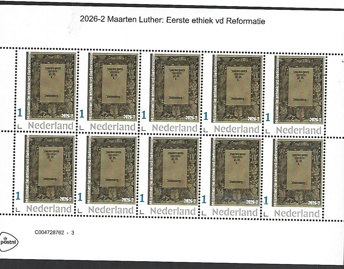 Nederland 2026-2 Maarten Luther: 1e ethiek v Reformatie sheet postfris/mnh