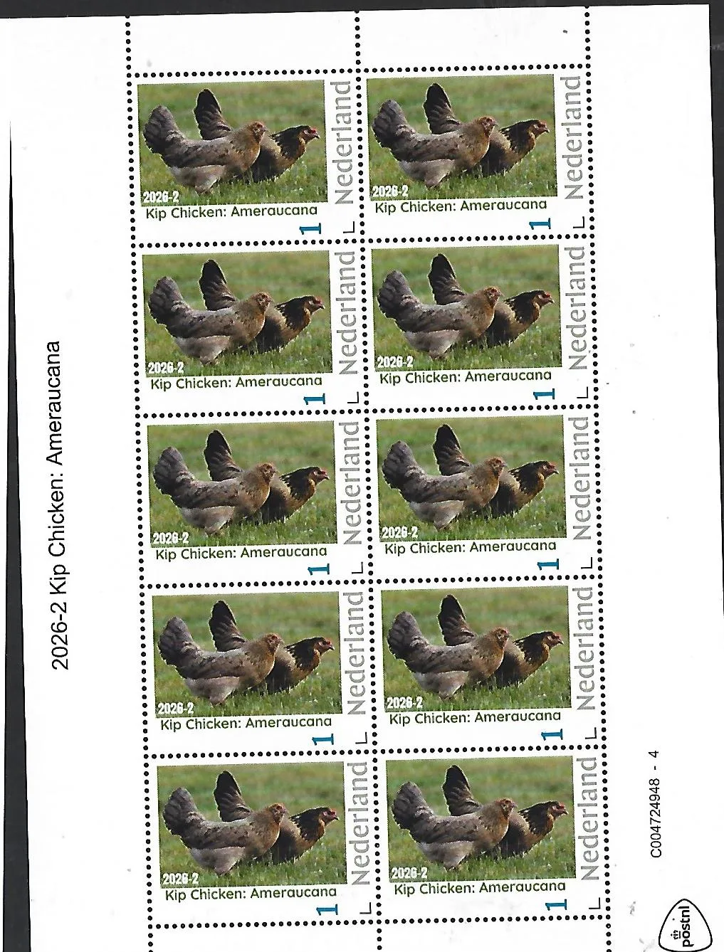 Nederland 2026-2 Kip Chicken: Ameraucana sheetlet postfris/mnh