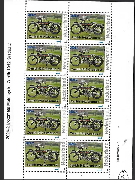 Netherlands 2026-2 Motorcycle: Zenith 1912 sheet MNH