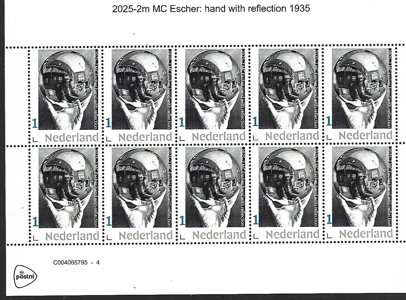 Nederland 2025-2 MC Escher hand with reflection vel/sheetlet postfris/mnh